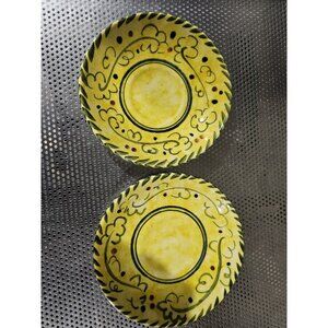 Paci Padilla Yellow Floral Vintage Saucer Plates Set Of 2